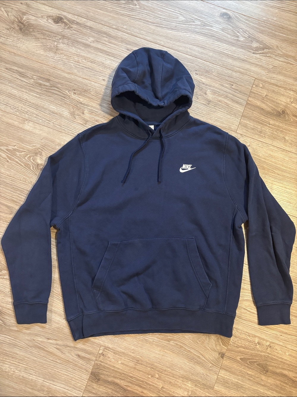 Nike Navy Blue Pullover Hoodie with White Swoosh
